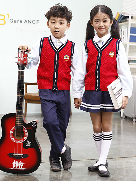 马甲毛衣三件套园服校服套装